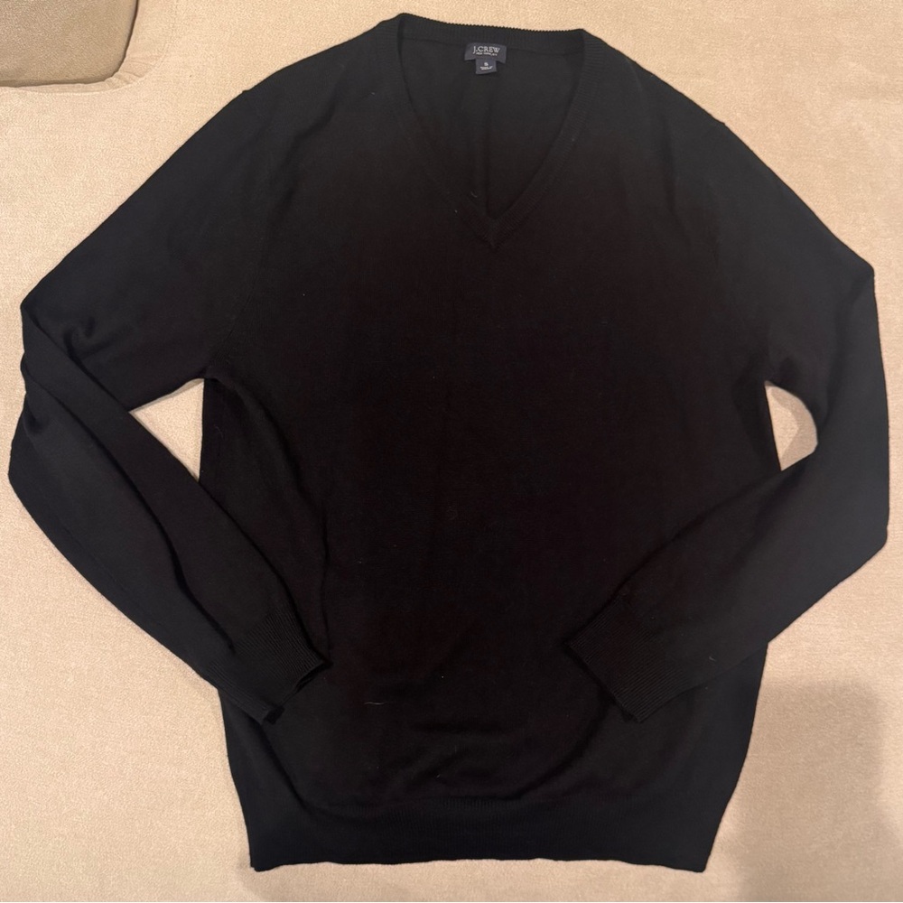 J. Crew Men's Classic Black V-Neck Sweater